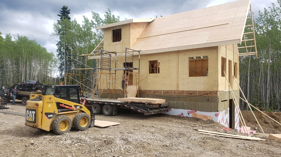 constructing a wooden house