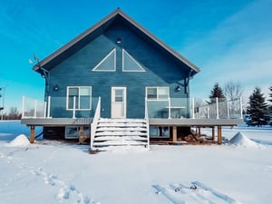 house in a showy weather