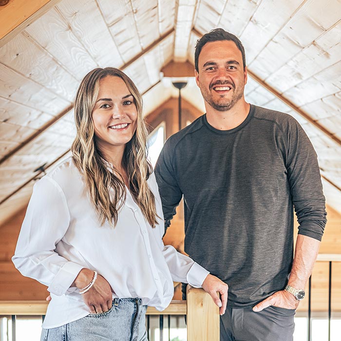 Alana and Jeremy inside cabin